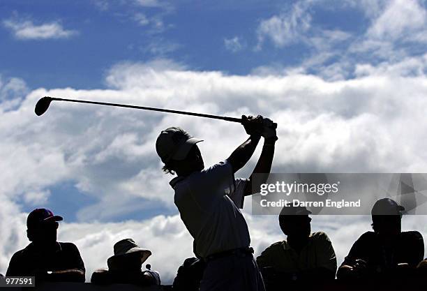 Catriona Matthew of Scotland tees off from the 12th tee during the second round at the ANZ Australian Ladies Masters Golf at Royal Pines Resort on...