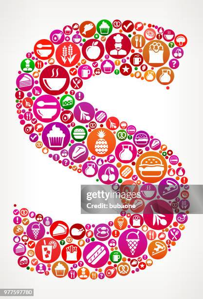 letter s food and diet vector icon background - fish pie stock illustrations
