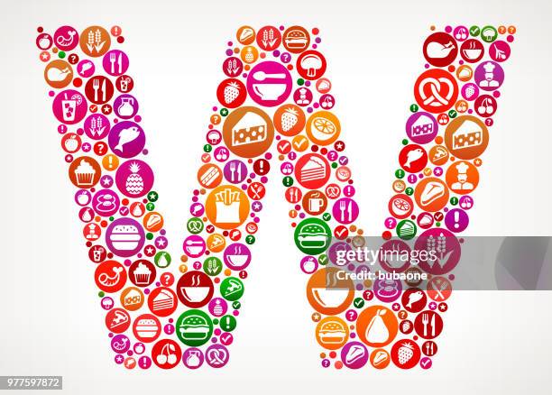 letter w food and diet vector icon background - bread letter stock illustrations