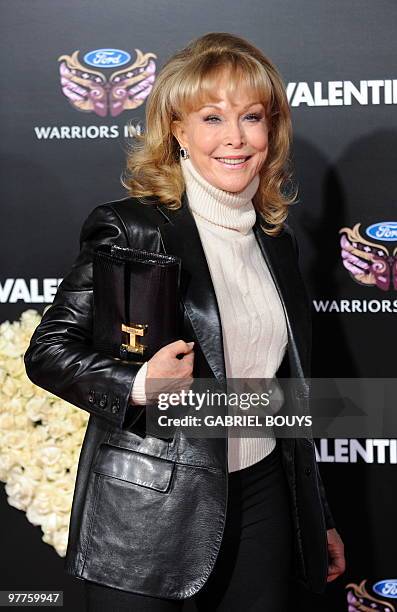 Actress Barbara Eden poses as she arrives at the Los Angeles Premiere for the "Valentine's Day" film at the Grauman's Chinese Theatre in Hollywood,...
