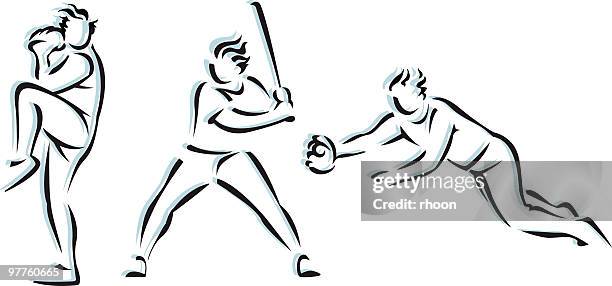 baseball - baseball player swing stock illustrations