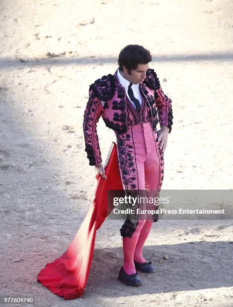 Cayetano Rivera performs during a bullfighting on June 17, 2018 in Torrejon De Ardoz, Spain.