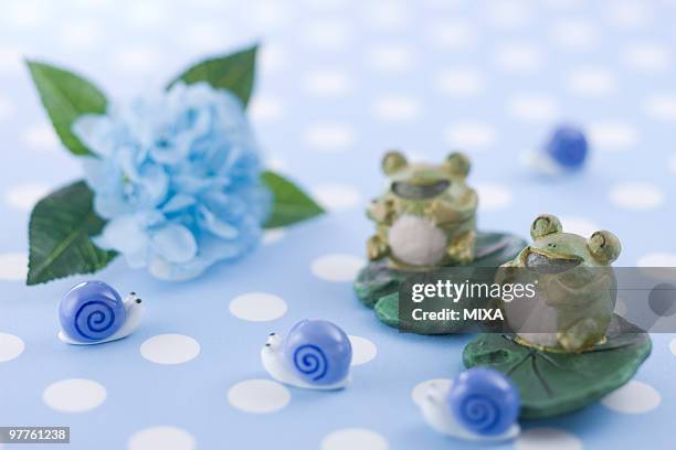 frog and snail ornament - rainy season stock-fotos und bilder