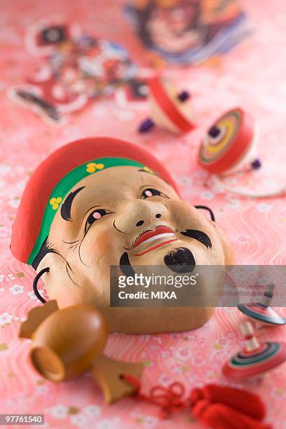 mask of budai - shichi fukujin stockfoto's en -beelden