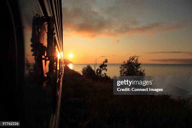 trans-siberian express at sunrise - trans siberian railway stock pictures, royalty-free photos & images