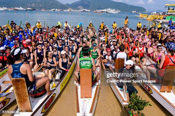 Teams competing during the Sun Life Stanley International Dragon Boat Championships on June 18, 2018 in Hong Kong, Hong Kong.