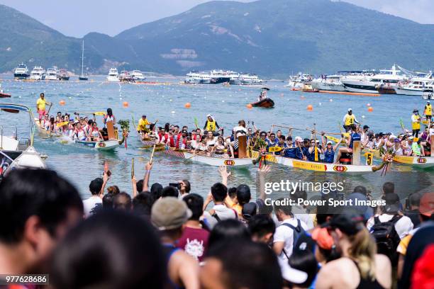 Teams competing during the Sun Life Stanley International Dragon Boat Championships on June 18, 2018 in Hong Kong, Hong Kong.