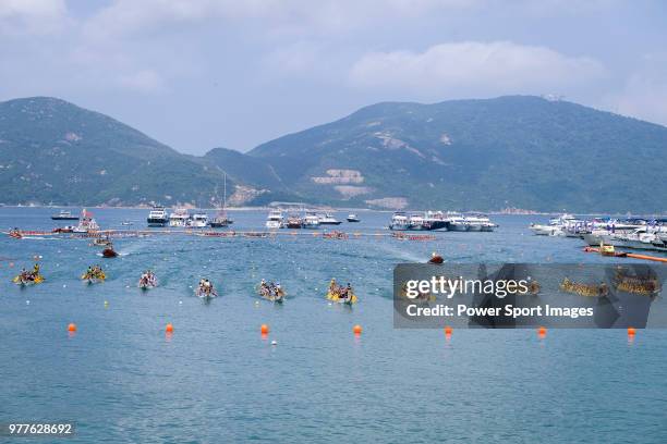 Teams competing during the Sun Life Stanley International Dragon Boat Championships on June 18, 2018 in Hong Kong, Hong Kong.