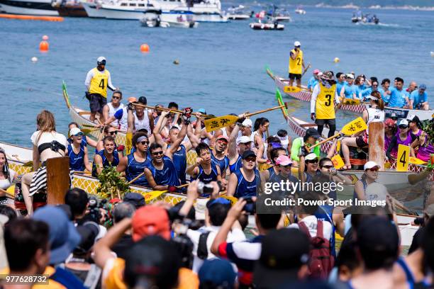 Teams competing during the Sun Life Stanley International Dragon Boat Championships on June 18, 2018 in Hong Kong, Hong Kong.