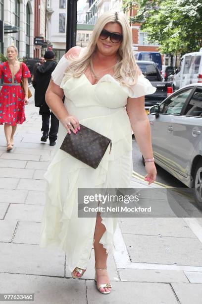 Gemma Collins seen arriving for a Heat Radio interview at Bauer Media Studios on June 18, 2018 in London, England.