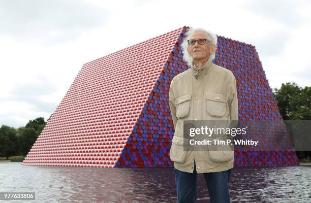 Artist Christo unveils his first UK outdoor work, a 20m high installation on Serpentine Lake, with accompanying exhibition at The Serpentine Gallery...