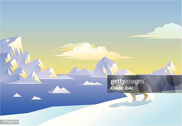 polar bear - polar bear on ice berg stock illustrations