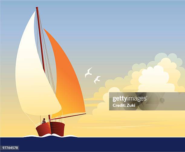 illustrazioni stock, clip art, cartoni animati e icone di tendenza di barca a vela - vela