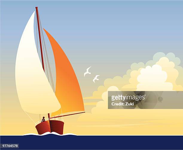 ilustrações, clipart, desenhos animados e ícones de barco a vela - barco a vela