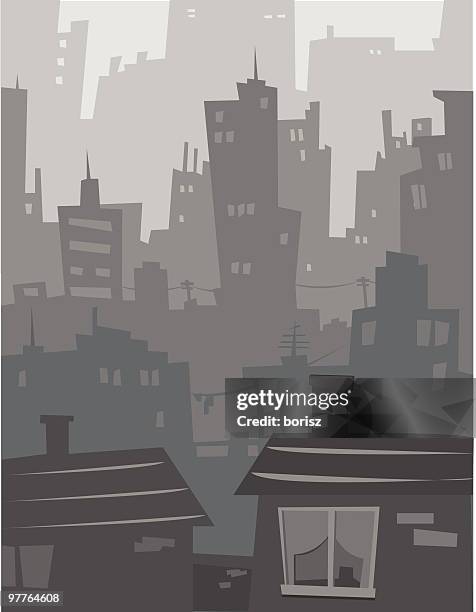 big city - empty loft apartment stock illustrations