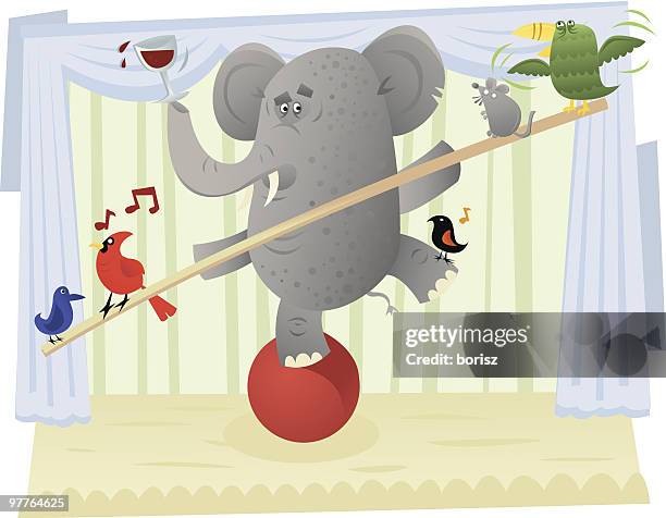 multitasking elephant - funny parrot stock illustrations