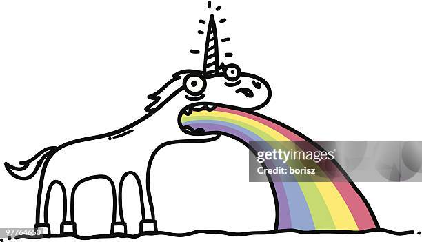 rainbow rider - unicorn horn stock illustrations