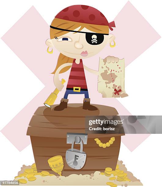 stockillustraties, clipart, cartoons en iconen met pirate girl - pirate criminal