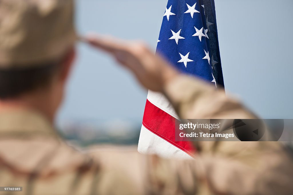 Soldier saluting