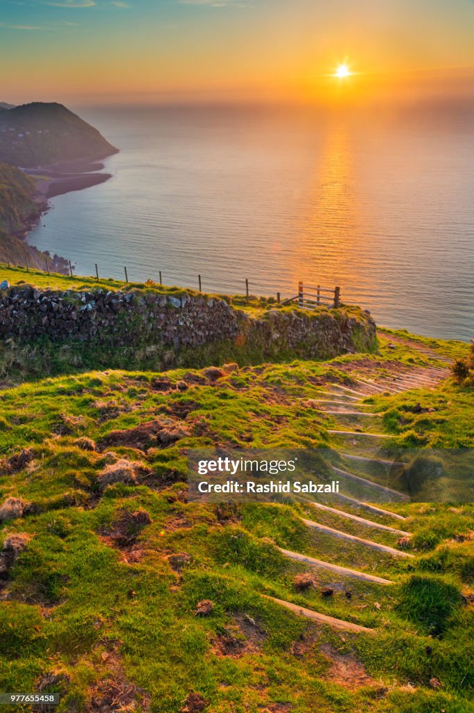 Countisbury Countisbury Hill At Sunset Lynton Devon England Uk High-Res Stock Photo ...