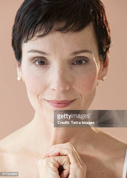 portrait of woman - lentigo stock pictures, royalty-free photos & images