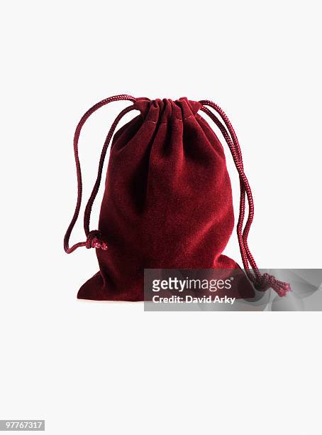 red drawstring bag - white drawstring bag stock pictures, royalty-free photos & images
