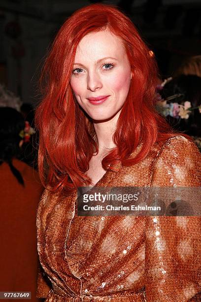 Model/singer Karen Elson attends the Erin Fetherston Fall 2010 fashion show during Mercedes-Benz Fashion Week at Milk Studios on February 14, 2010 in...