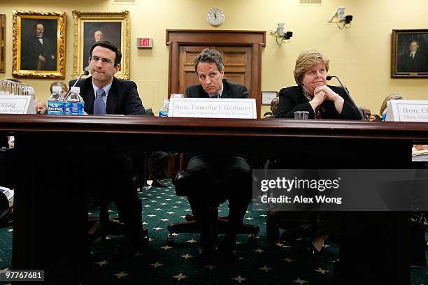 White House Budget Director Peter Orszag, U.S. Secretary of the Treasury Timothy Geithner, and Chair of the White House Council of Economic Advisers...