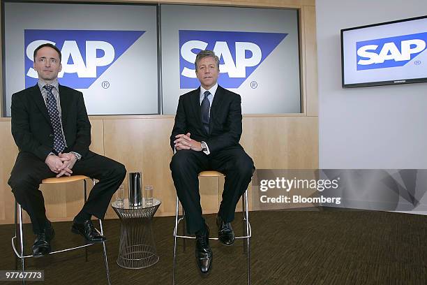 Jim Hagemann Snabe, left, and Bill McDermott, newly appointed co-chief executive officers of SAP AG, the world's biggest maker of business management...