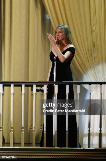 American actress and singer Barbra Streisand in concert in Wembley Arena, London, 20th April 1994.