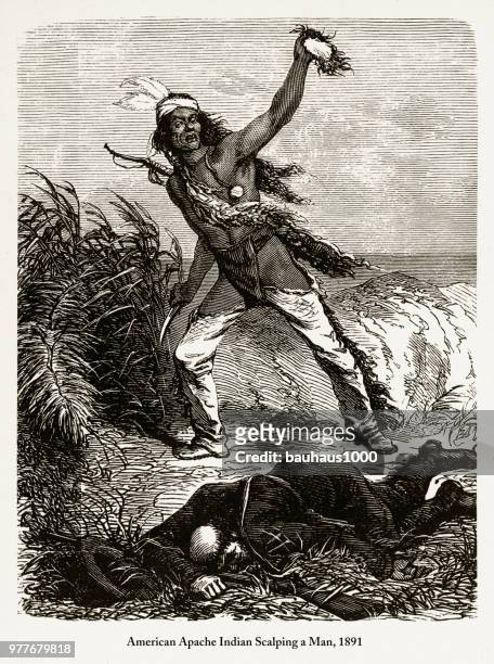westlichen amerikanischen expansion gravur, 1884 - apache culture stock-grafiken, -clipart, -cartoons und -symbole