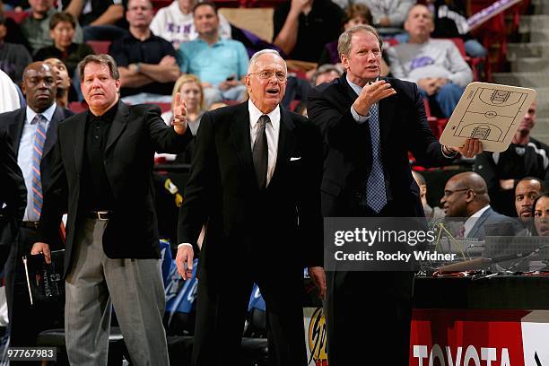 Head coach Larry Brown of the Charlotte Bobcats reacts during the game against the Sacramento Kings on January 30, 2010 at Arco Arena in Sacramento,...