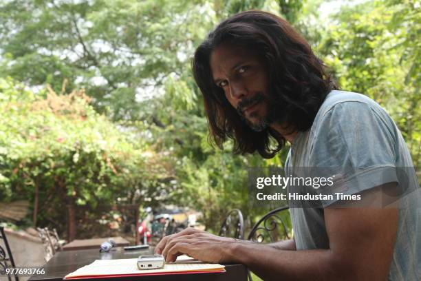 Actor Milind Soman poses during a profile shoot on June 5, 2008 in New Delhi, India.