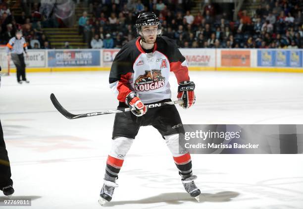 Brett Connolly of the Prince George Cougars skates against the Kelowna Rockets at Prospera Place on March 13, 2010 in Kelowna, Canada.