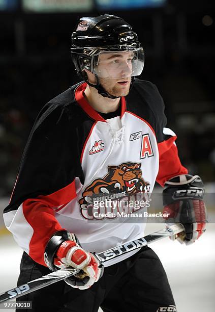 Brett Connolly of the Prince George Cougars skates against the Kelowna Rockets at Prospera Place on March 13, 2010 in Kelowna, Canada.