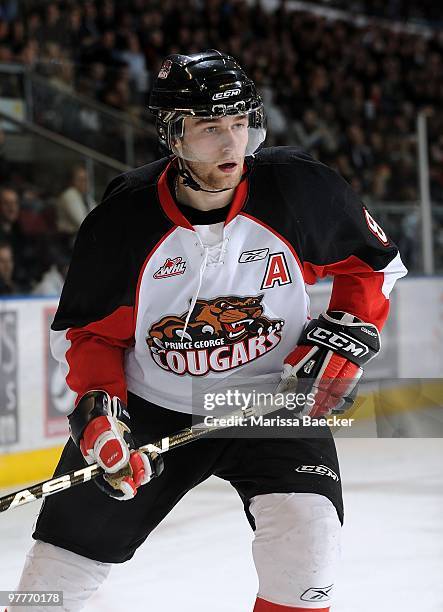 Brett Connolly of the Prince George Cougars skates against the Kelowna Rockets at Prospera Place on March 13, 2010 in Kelowna, Canada.