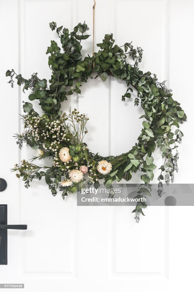 Christmas Wreath hanging on a door