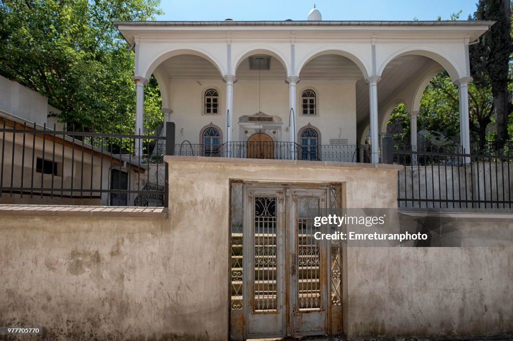 Front door and facade of Aliaga mosque at Kemeralti , Izmir.