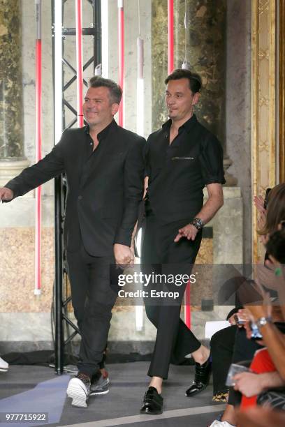 Tom Notte & Bart van de Bosch at the Les Hommes show during Milan Men's Fashion Week Spring/Summer 2019 on June 16, 2018 in Milan, Italy.