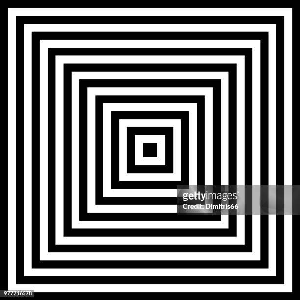 halftone abstract background of concentric black and white squares - tunnel stock illustrations