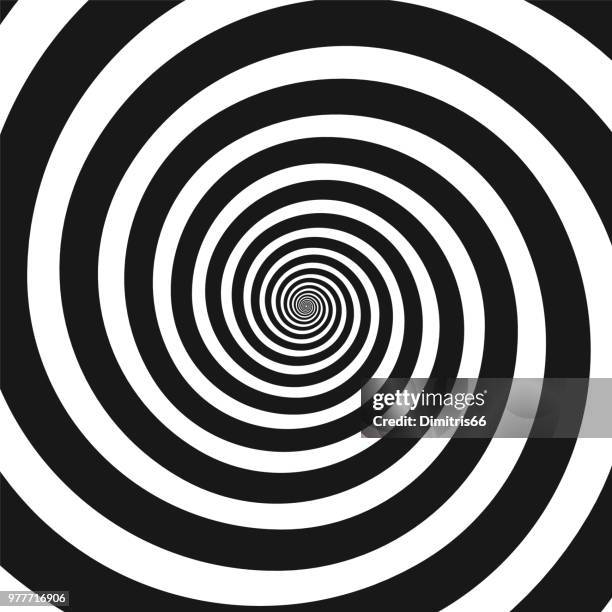 stockillustraties, clipart, cartoons en iconen met zwart-wit hypnotische spiraal - duizelig