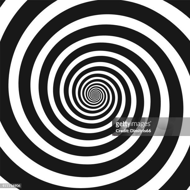 black and white hypnotic spiral - swirl pattern stock illustrations