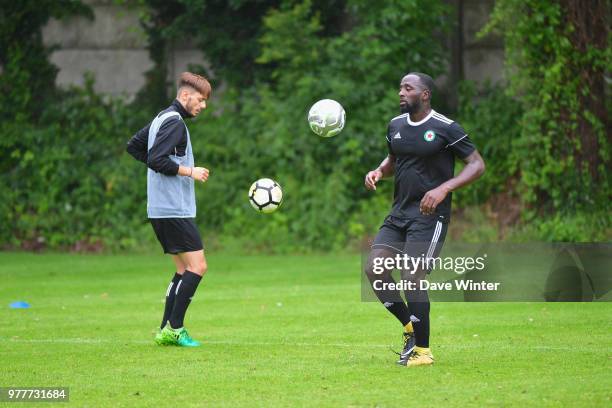 Edson Seidou of Red Star and Gregory Berthier of Red Star during the first training session of the new season for Red Star on June 18, 2018 in Paris,...