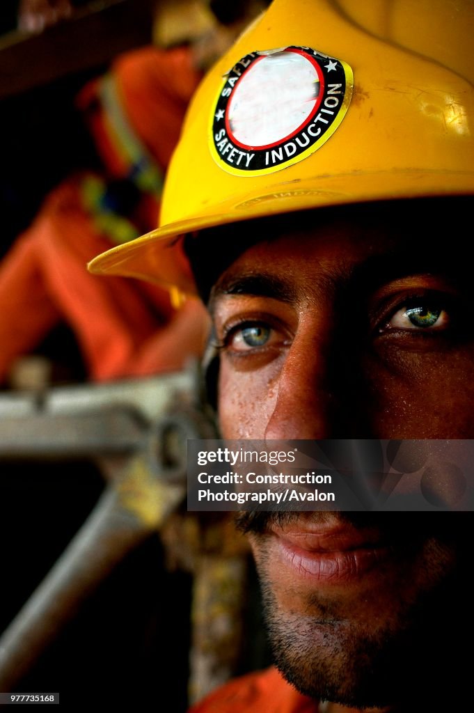 Portrait of Construction Worker, New Shopping Mall, Dubai, United Arab Emirates.