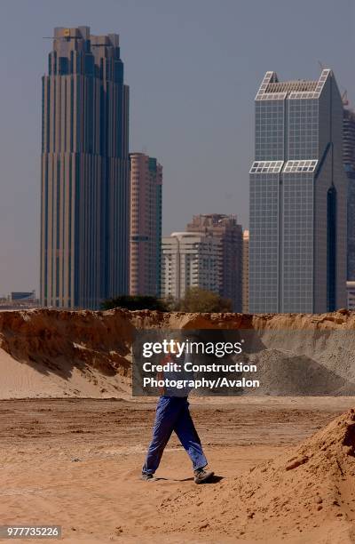 Construction Worker on site of New Shopping Mall, Dubai, United Arab Emirates.