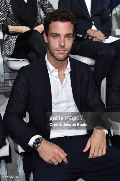 Marco Cecchinato attends the Giorgio Armani show during Milan Men's Fashion Week Spring/Summer 2019 on June 18, 2018 in Milan, Italy.