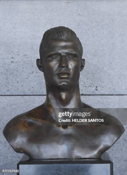 New bust representing Portuguese footballer Cristiano Ronaldo is pictured at Cristiano Ronaldo International Airport in Funchal, on Madeira island,...