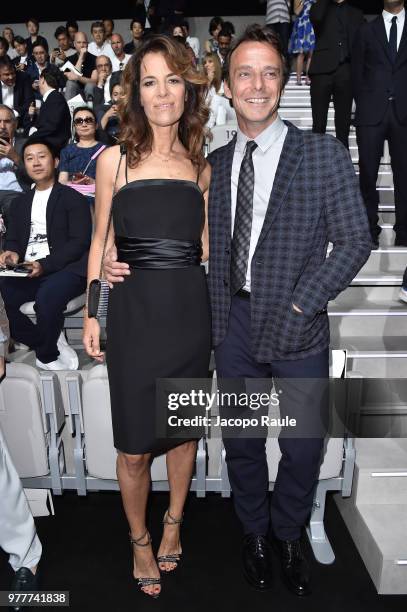 Roberta Armani and Alessandro Preziosi attend the Giorgio Armani show during Milan Men's Fashion Week Spring/Summer 2019 on June 18, 2018 in Milan,...