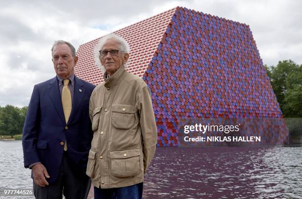 Bulgarian artist Christo Vladimirov Javacheff, better known as 'Christo' , and former Mayor of New York, Michael Bloomberg, pose for a photograph as...