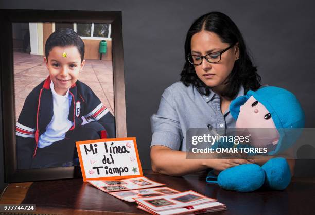 Single mother Miriam Rodriguez Guise who lost her 7-year-old son Jose Eduardo in the earthquake of September 19 in a photograph on June 15, 2018 in...